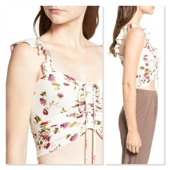 NEW Wayf Calais Floral Print Crop Top Sz Small - Picture 2 of 8